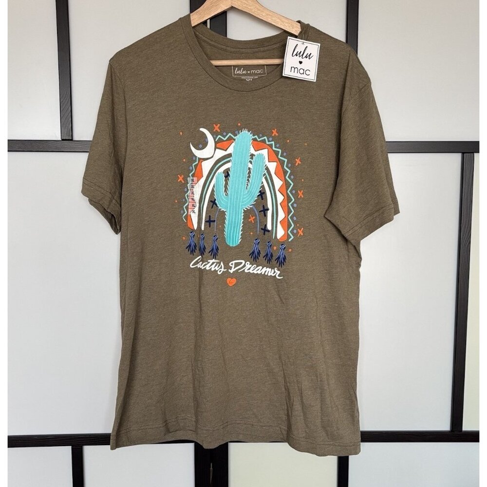 Lulu Mac Womens T-Shirt Sz XL Cactus Dreamer NWT Southwestern Bohemian Desert